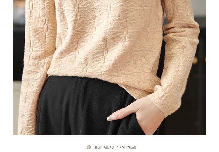 Weelop - Lange mouwen, gebloemde top met geometrische print en effen hals