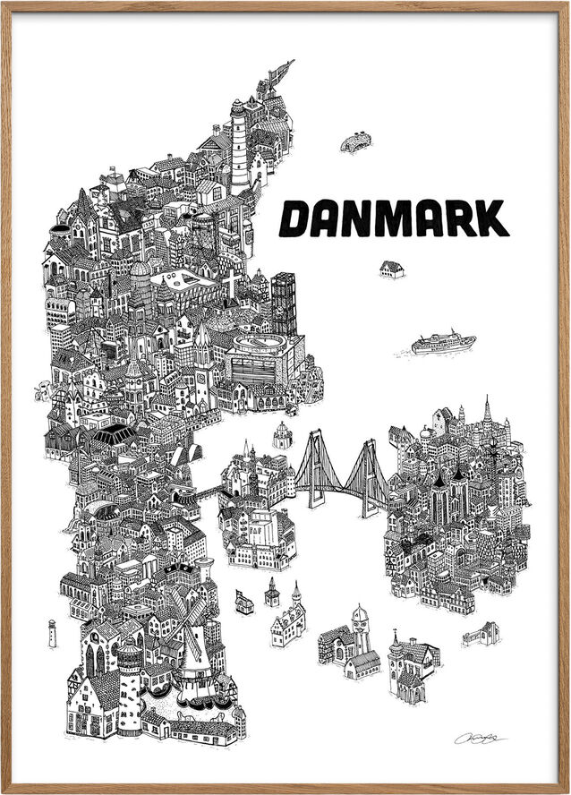 Poster & Frame Benjamin Noir - Danmark Flerfarvet