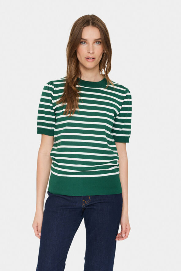 Saint Tropez MilaSZ Striped SS Pullover Frosty spruce