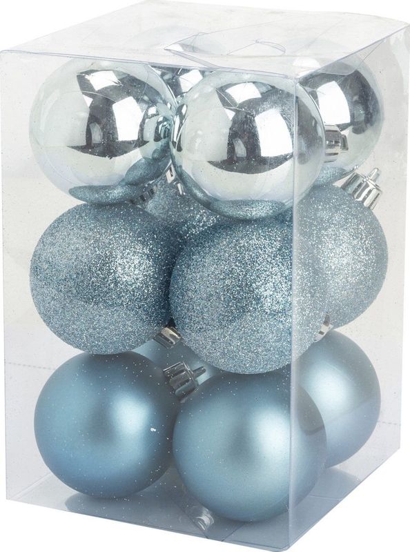 Cosy & Trendy - Kunststof Kerstballen - IJsblauw - Set van 12 - 6 cm