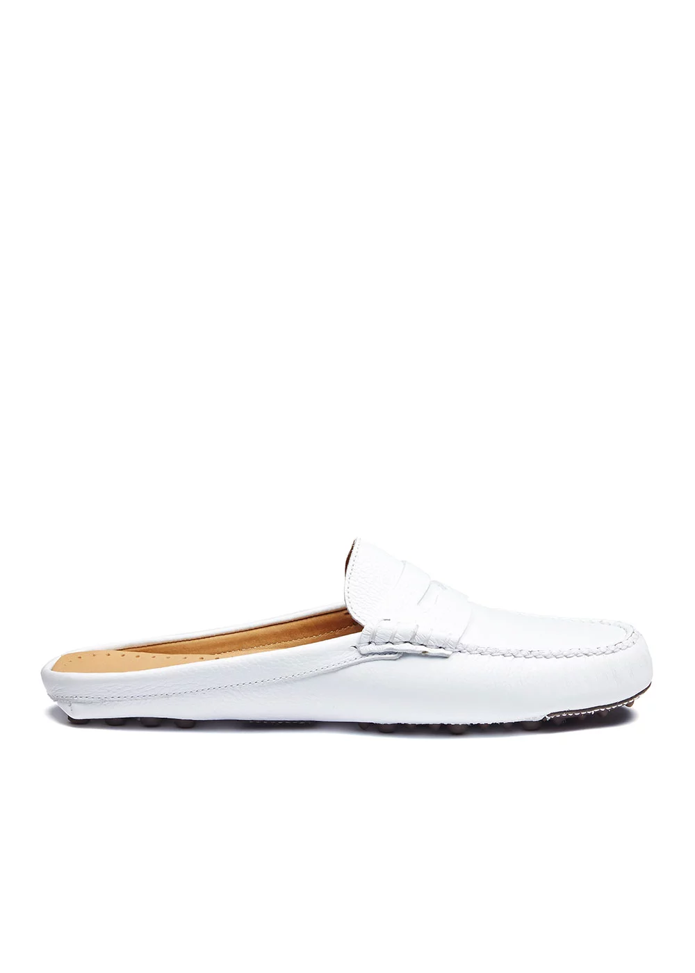 MOCASSIN MULE DRIVER CUIR BLANC