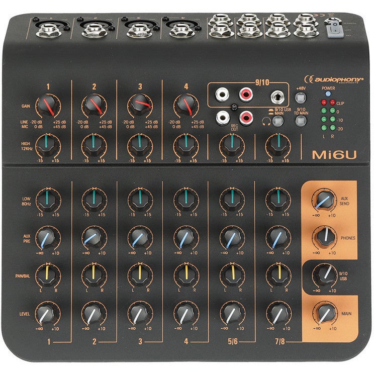 Audiophony Mi6U 6-kanaals mengpaneel met USB-poort