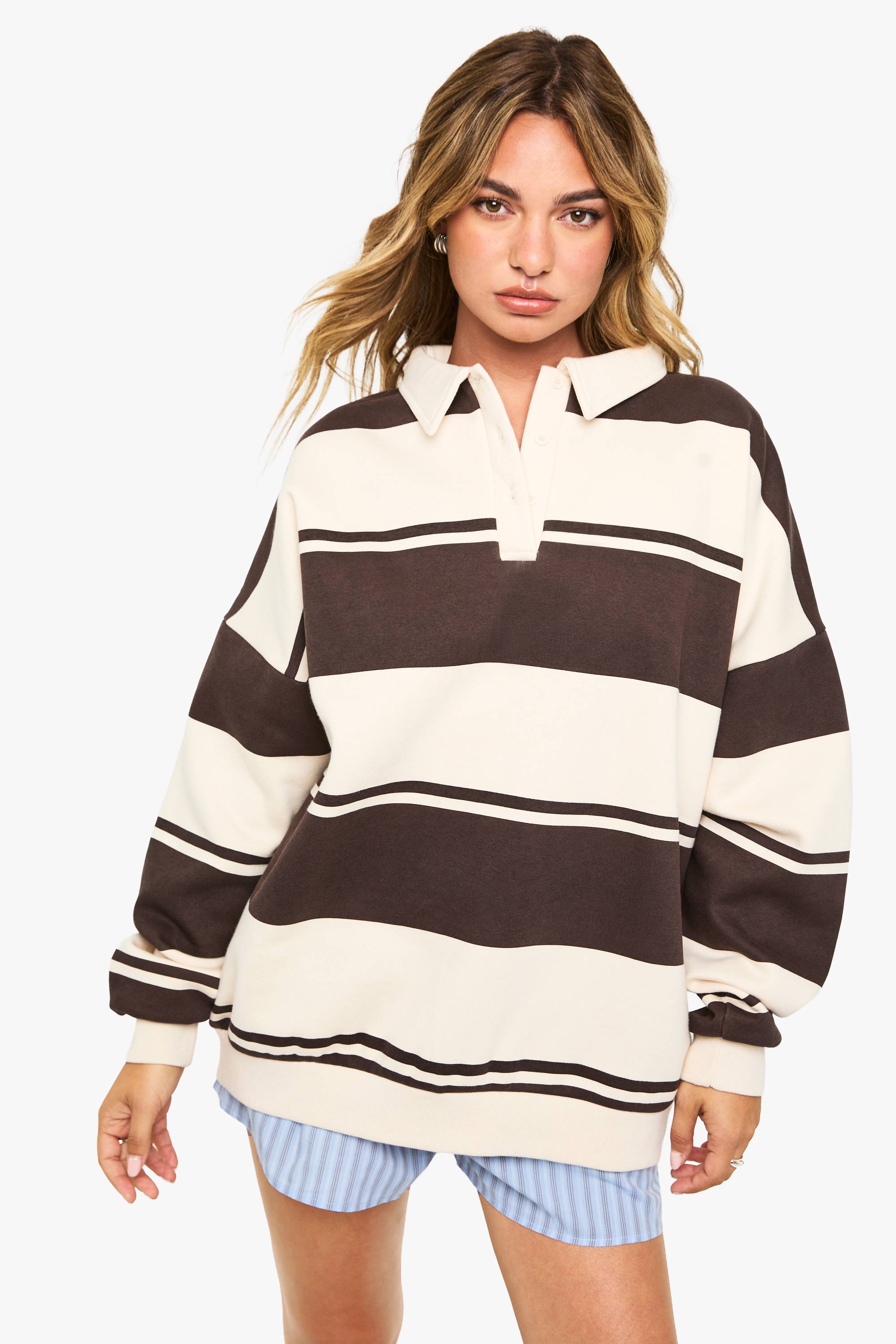 boohoo Sweat-shirt rugby rayé
