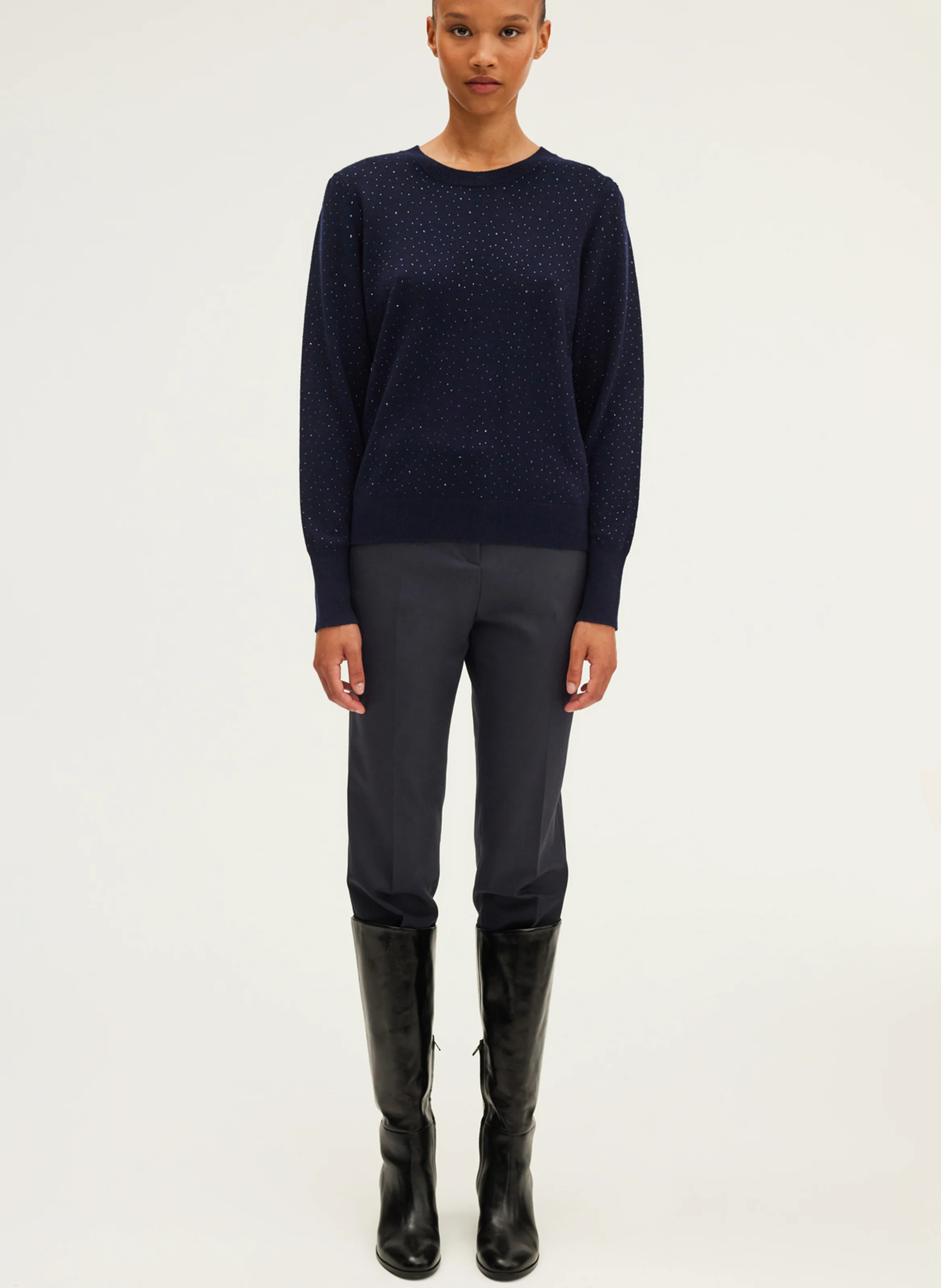JIVAN - Pull droit col rond en laine | Bleu