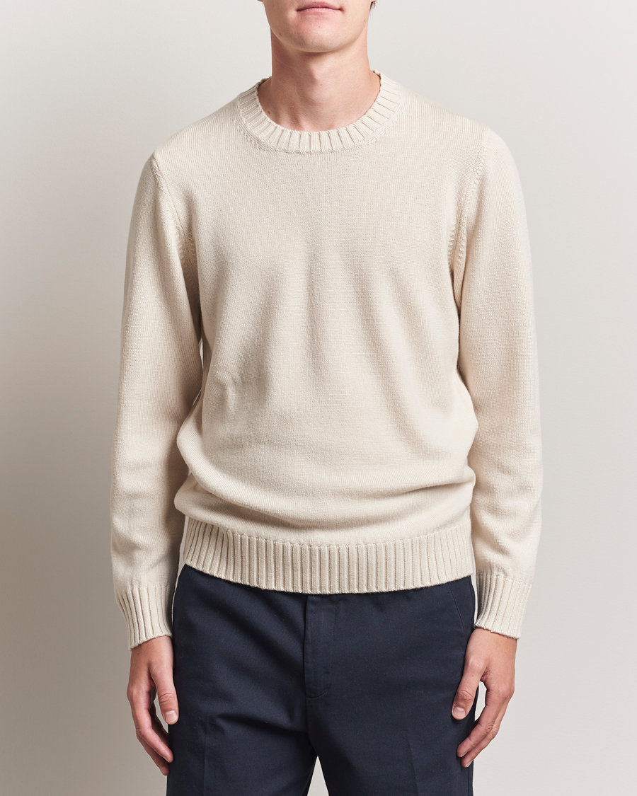 Piacenza Cashmere Brushed Wool Crew Neck Latte