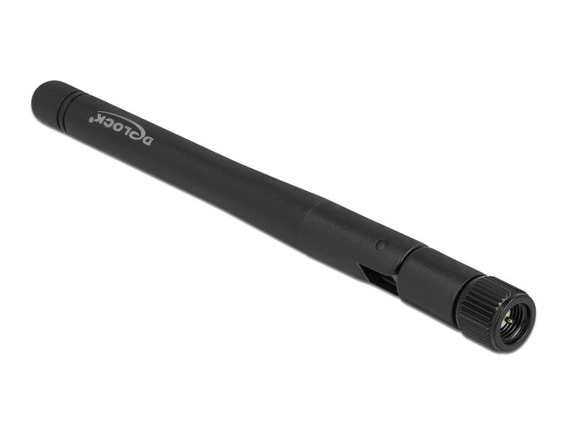 Delock 5G-Antenne SMA SMA 4.5 dBi Rundstrahl Delock 5G 3.3 - 5.0 GHz Antenne SMA Stecker -1.0 - 4.5 dBi 10.9 cm omnidirektional mit Kippgelenk und flexiblem Material schwarz