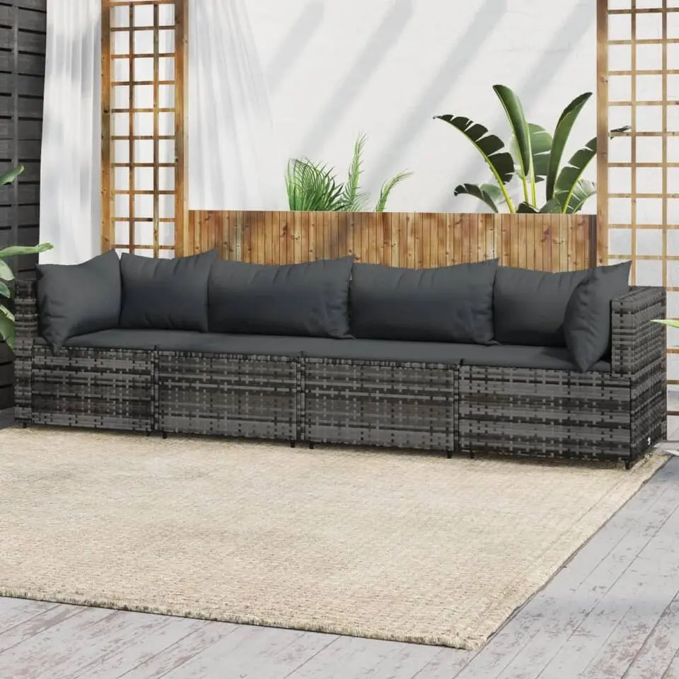 vidaXL - Loungeset - Grijs - Poly rattan