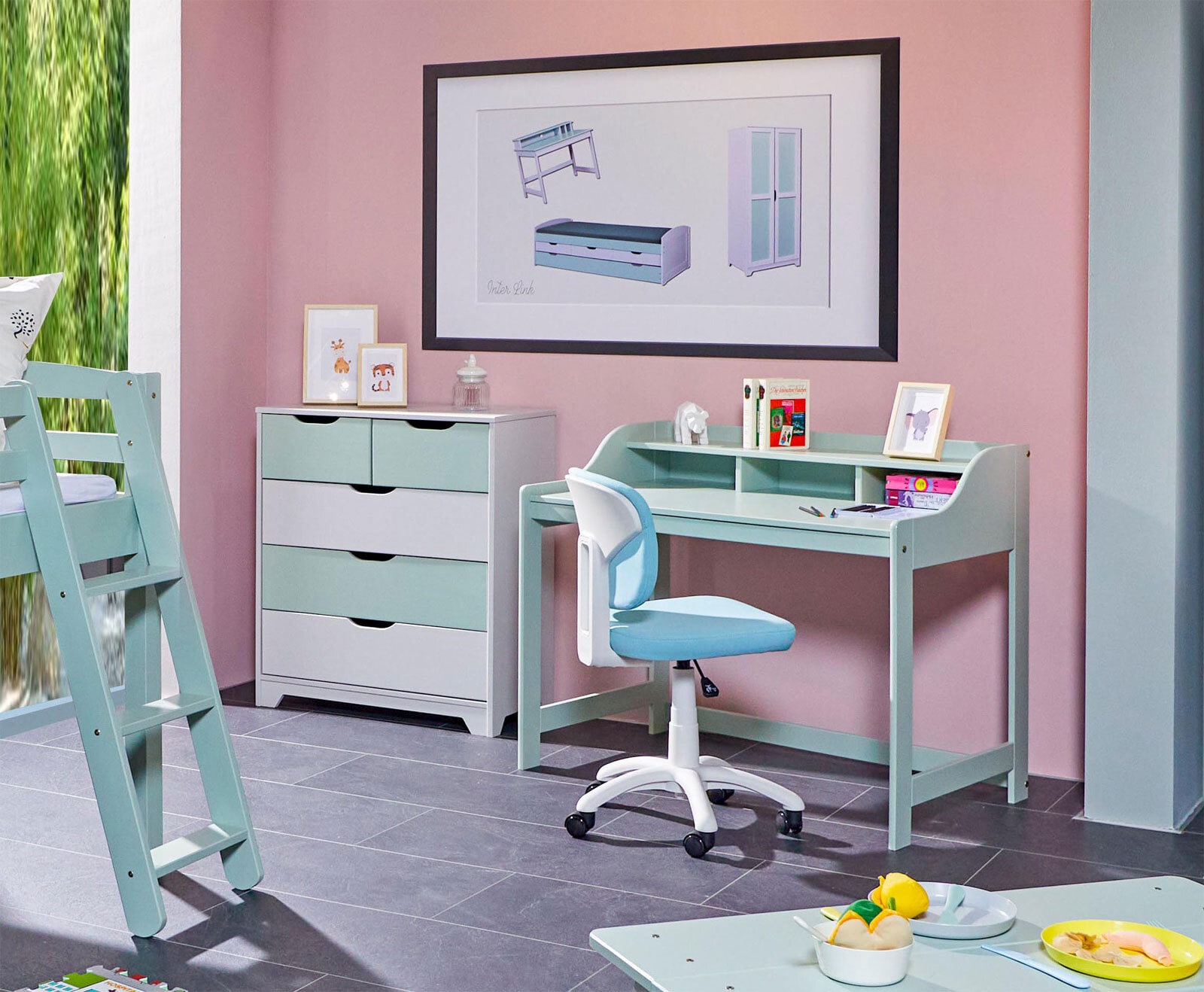 Schreibtisch Lucas Desk 110 x 69 cm Grün