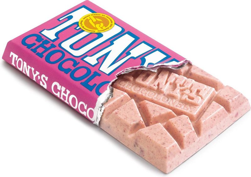 Tony's Chocolonely Witte Chocolade Reep Framboos Knettersuiker - 15 x 180 gram