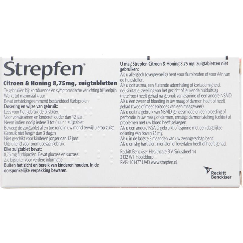 Strepfen Citroen en honing zuigtabletten