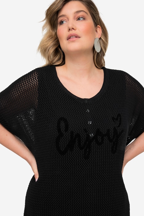Pullover, oversized, Ajourstrick, ENJOY, V-Ausschnitt