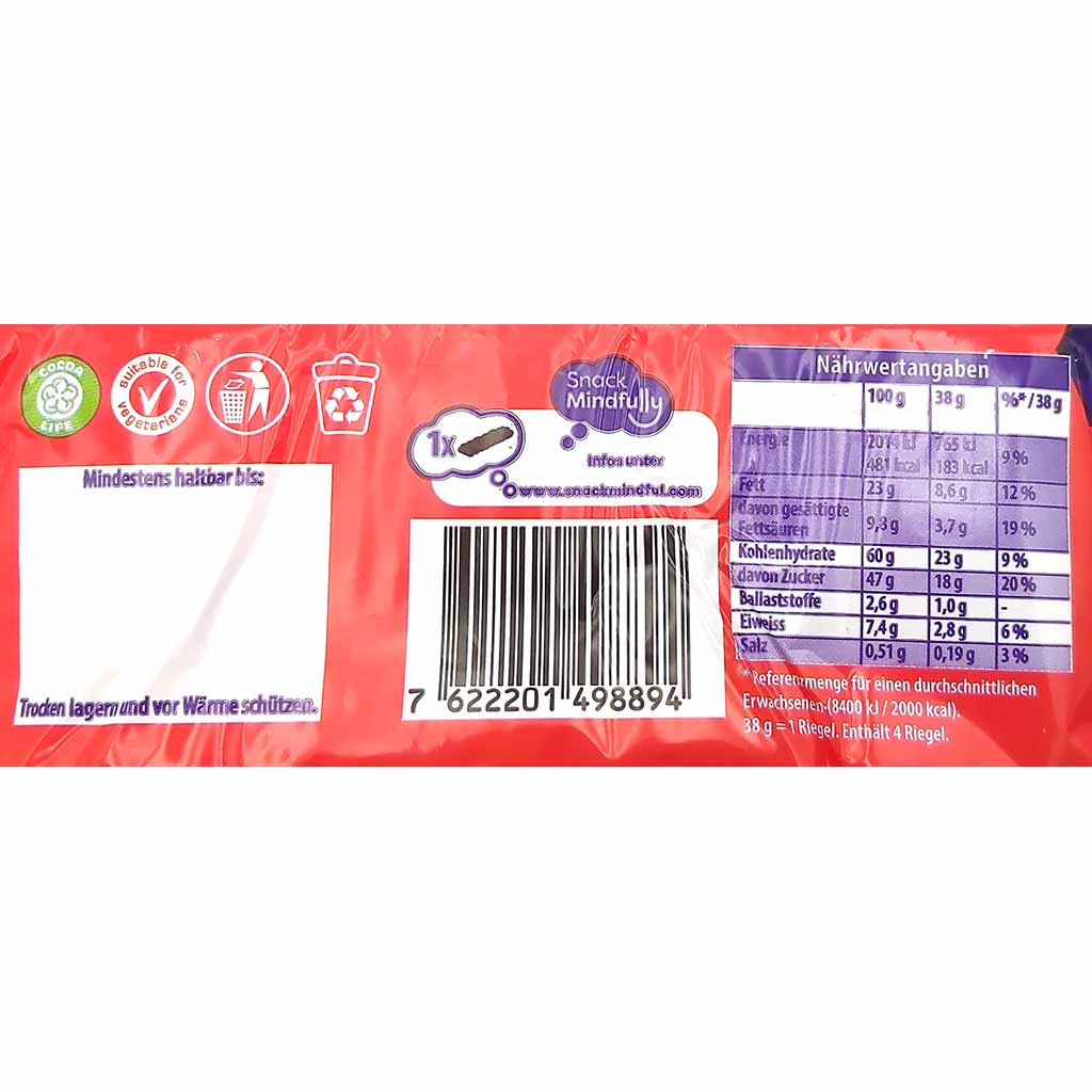 Cadbury Picnic Schokoladenriegel 4er 152g MHD:3.5.25