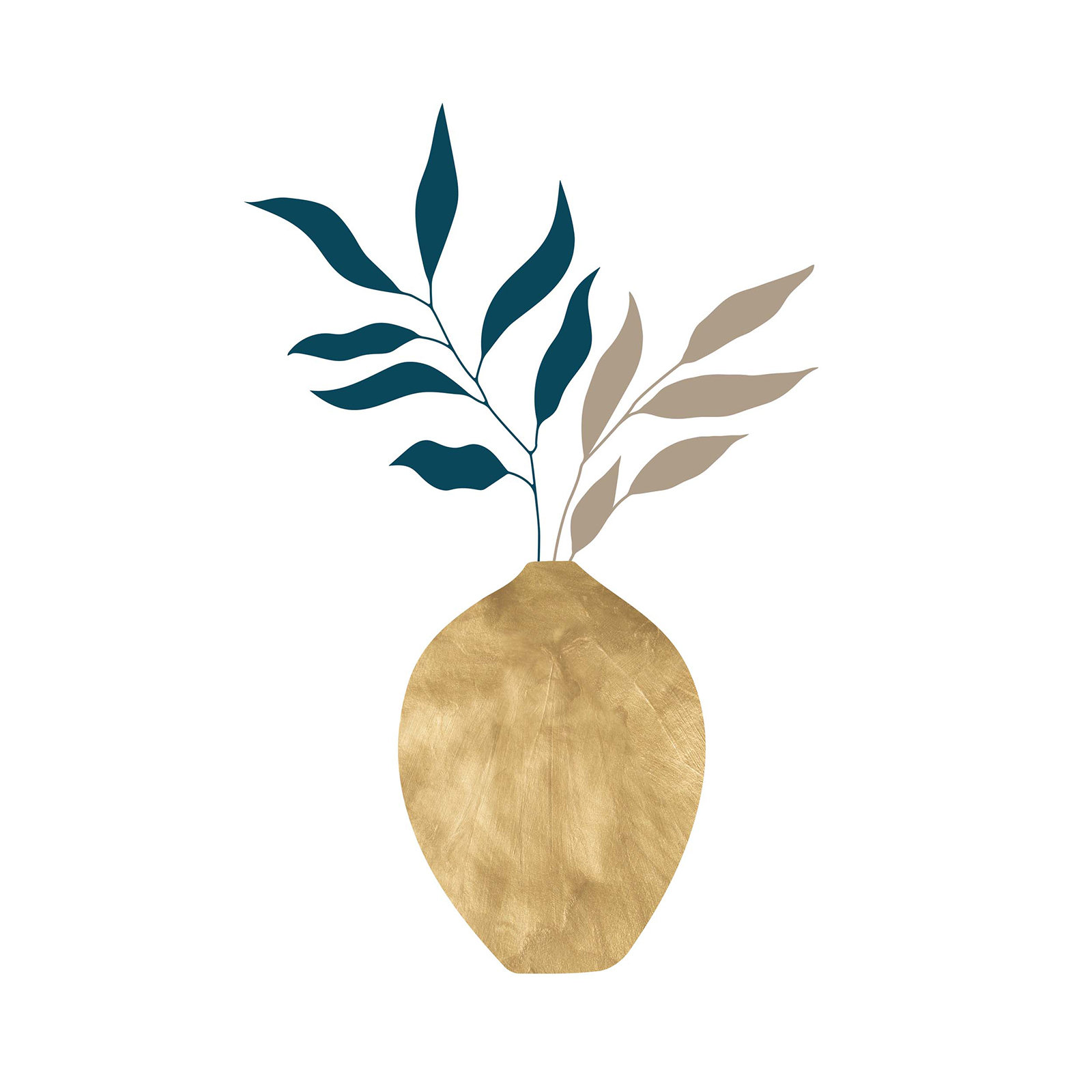 Gerahmtes Bild GOLDENE VASE - gold-weiß - 30x40 cm