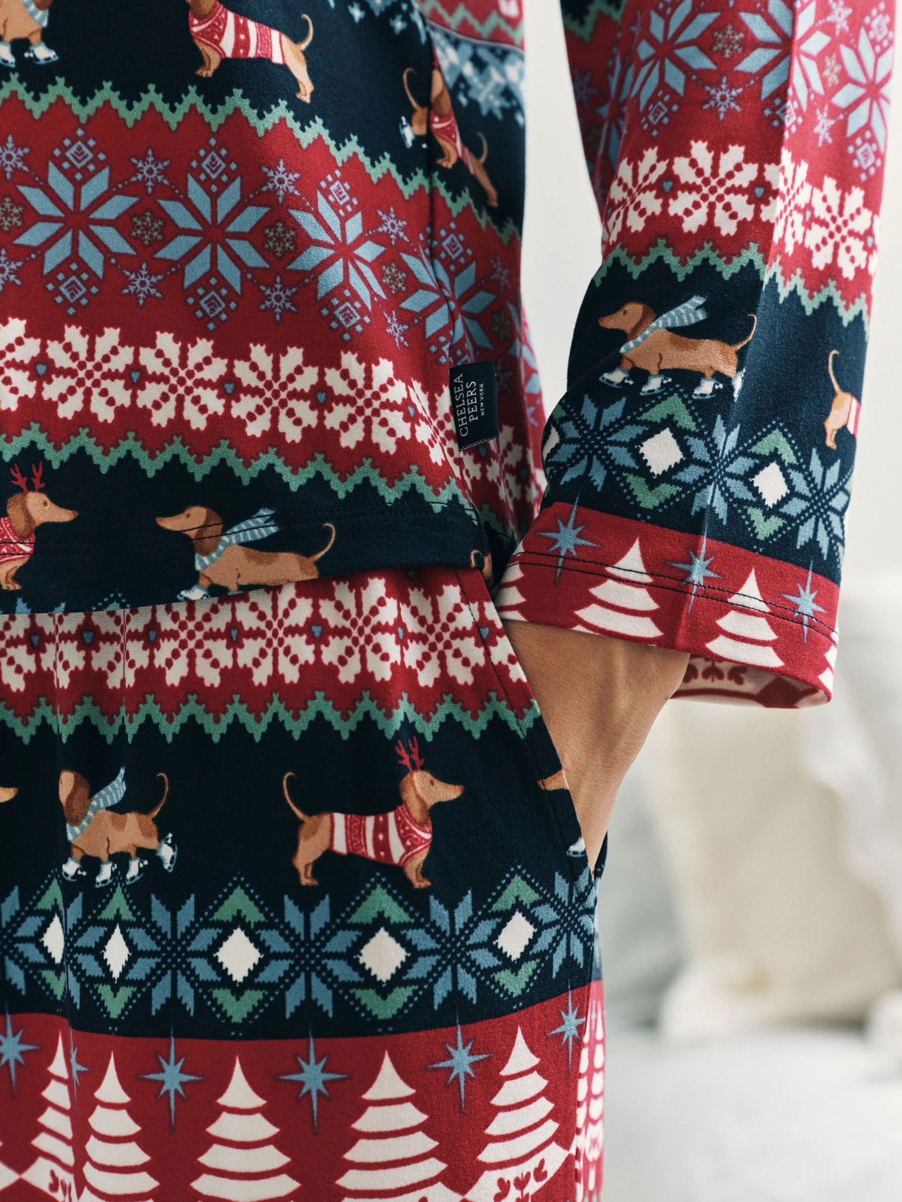 Chelsea Peers Kerstmis Hond Fairisle Print Lange Pyjama's Set