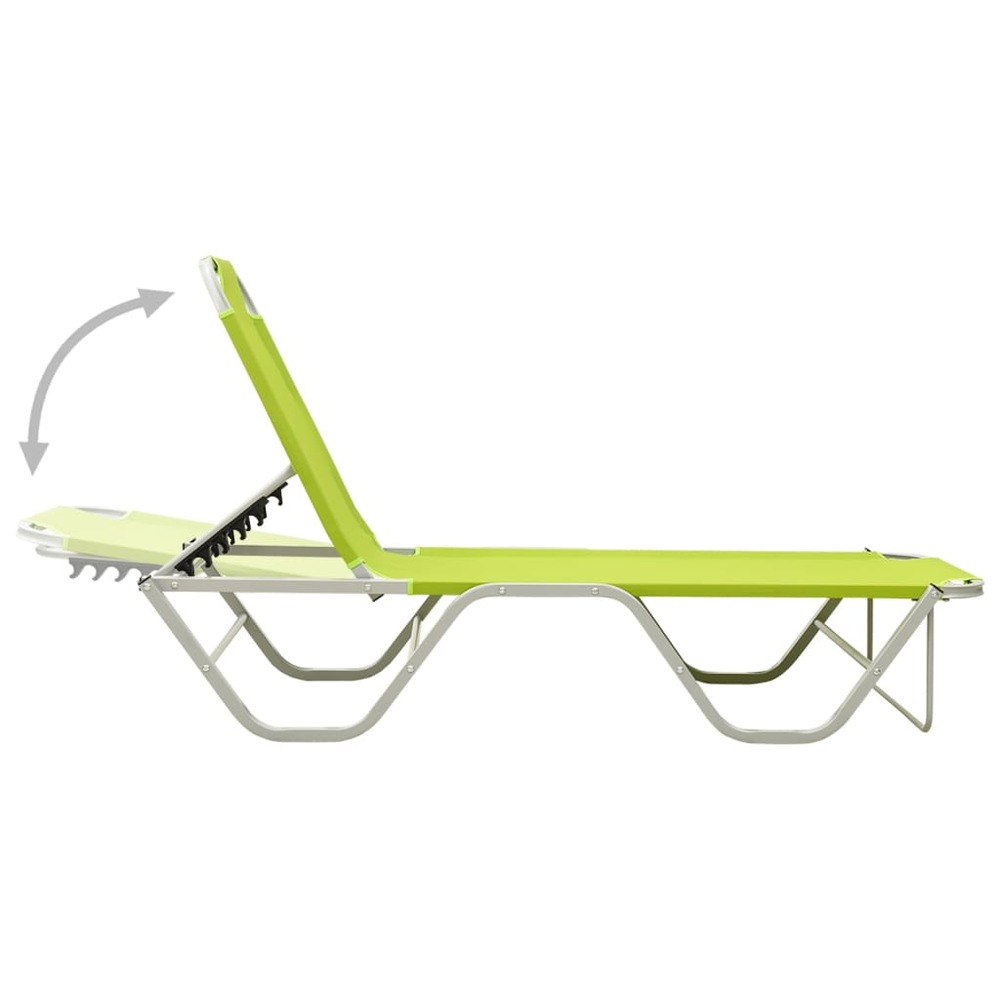 Transat chaise longue bain de soleil lit de jardin terrasse meuble d'extérieur aluminium et textilène vert