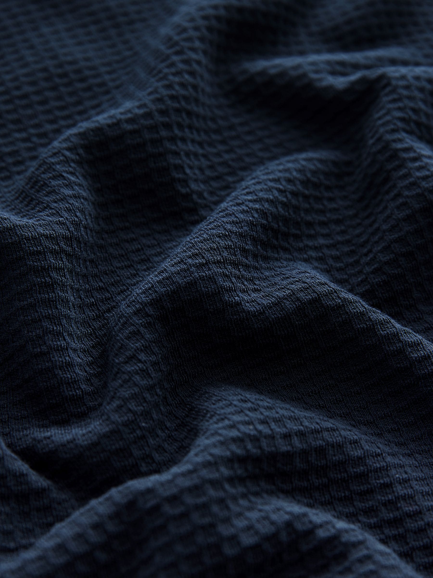Donkerblauw - Zachte pyjama met top met wafeldessin en lange mouwen