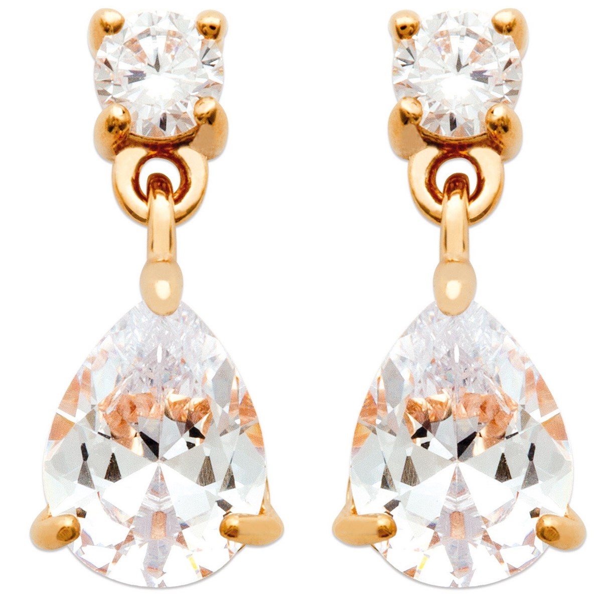 Boucles d'oreilles goutte oxyde de zirconium pendant Plaqué OR 750 3 microns