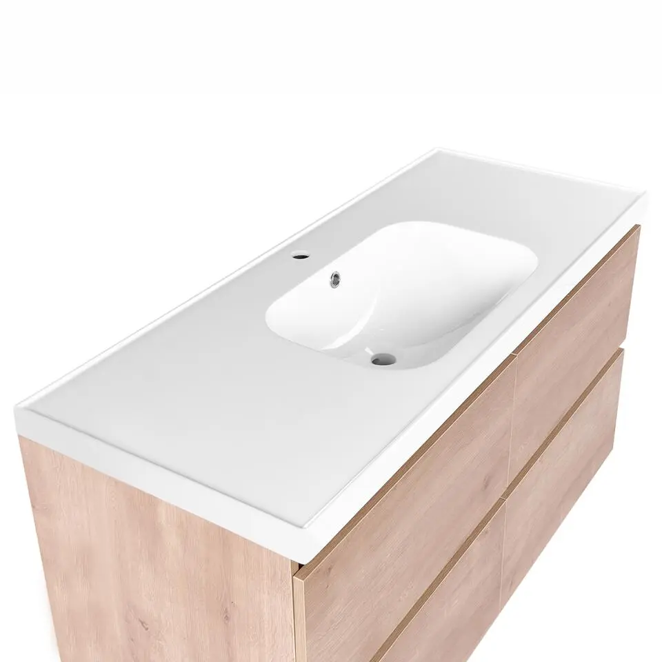 LAGOA - Wandgemonteerd meubel met wasbak - Lichtbruin - 120 cm - MDF