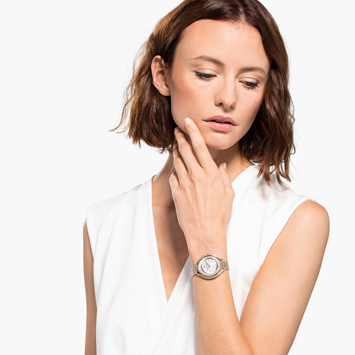 Montre Swarovski Cristaliline Aura doré champagne