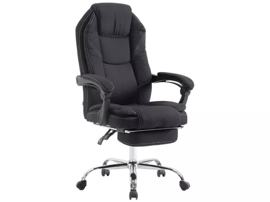 Chaise de bureau - Tissu & Métal chromé - Noir - Castle