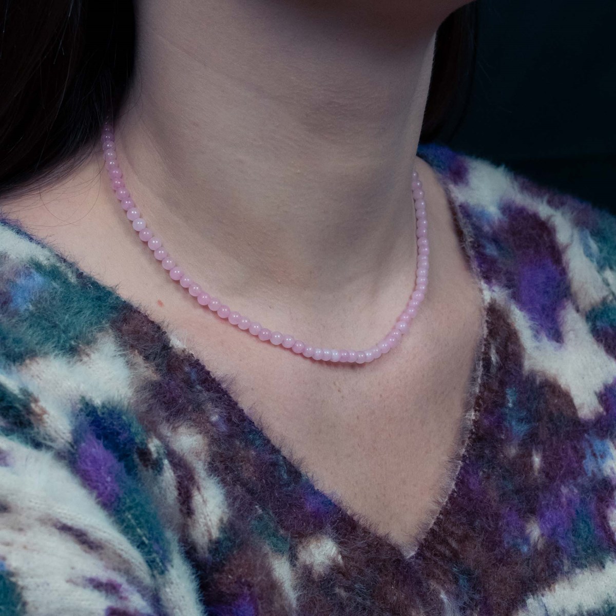 Collier Serena en pierres Quartz Rose