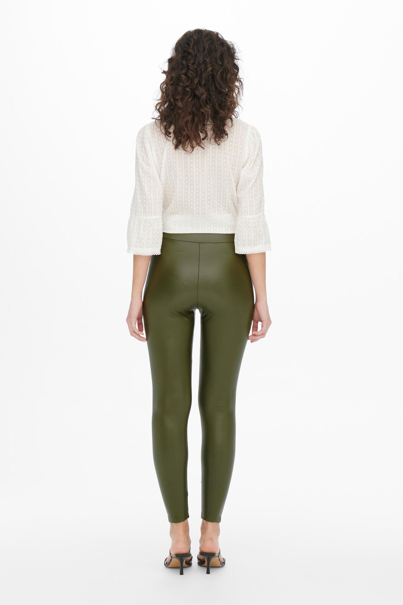 Leggings elásticas de couro sintético