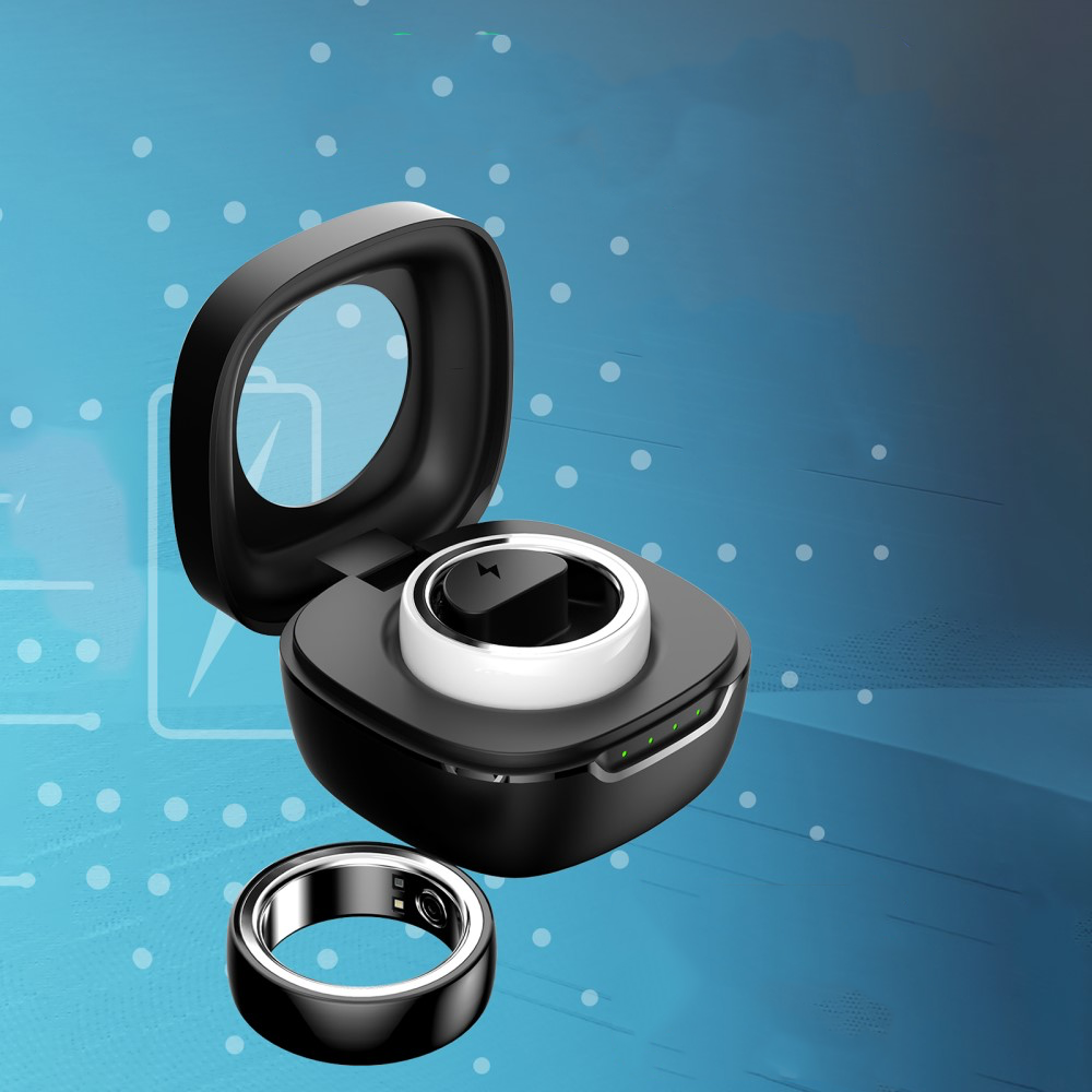 Smart Ring mit Ladecase / Blutsauerstoffmessung / Schlafqualitätsüberwachung IPX8 (19.8mm Durchmesser) - Weiss