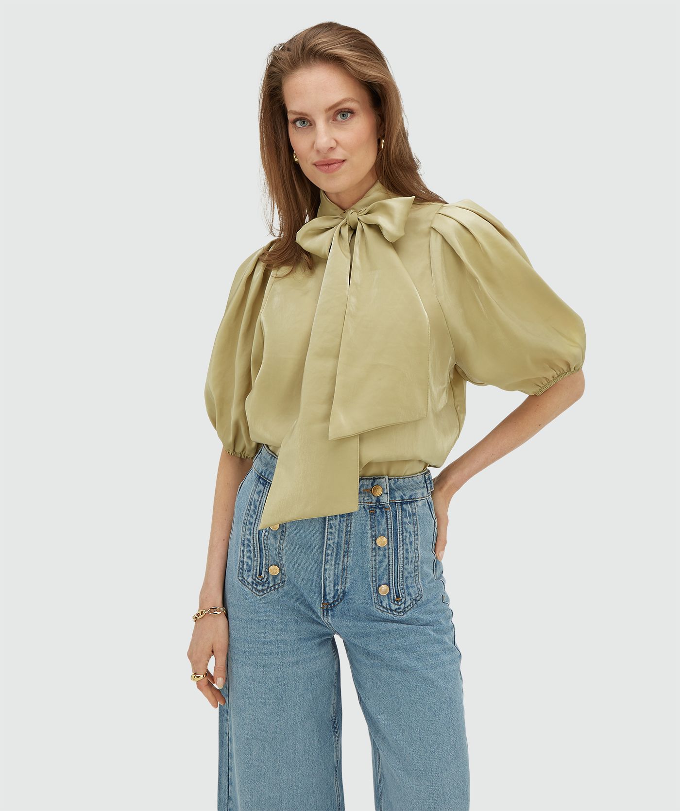 JV-SYLVIANA regular fit blouse - dark pistachio