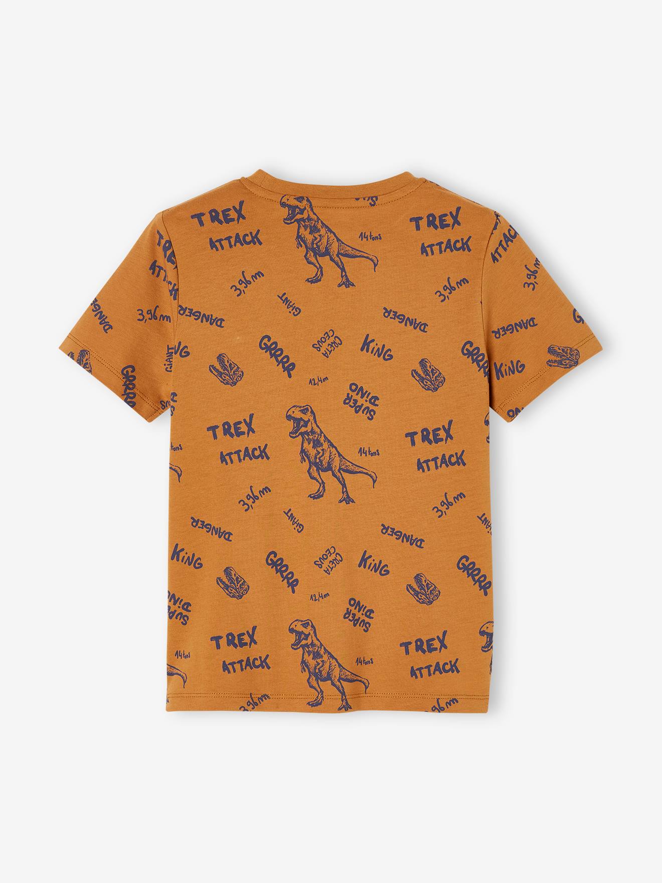 Camiseta de manga curta com estampas gráficas, para meninos, com líquen.