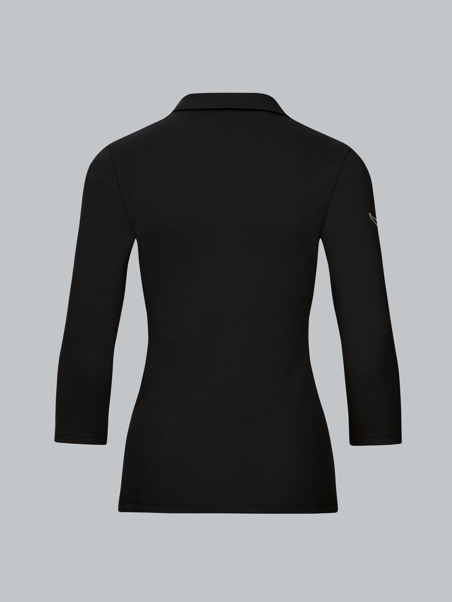 Poloshirt mit Kristallsteinen Schwarz