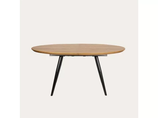 Table à manger extensible effet bois chêne marron 160x76