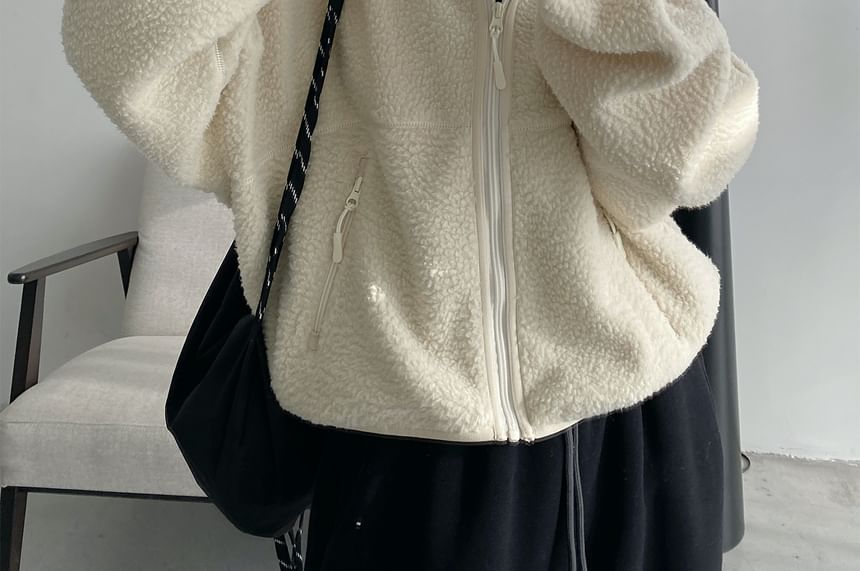 Cossita - Effen fleece hoodie met rits