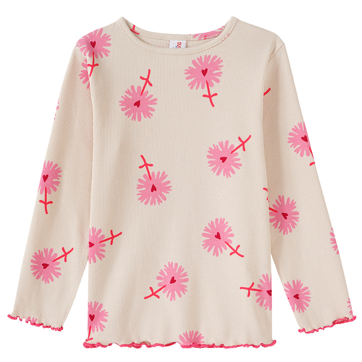 Topolino Mädchen Langarmshirt mit Allover Muster beige / pink