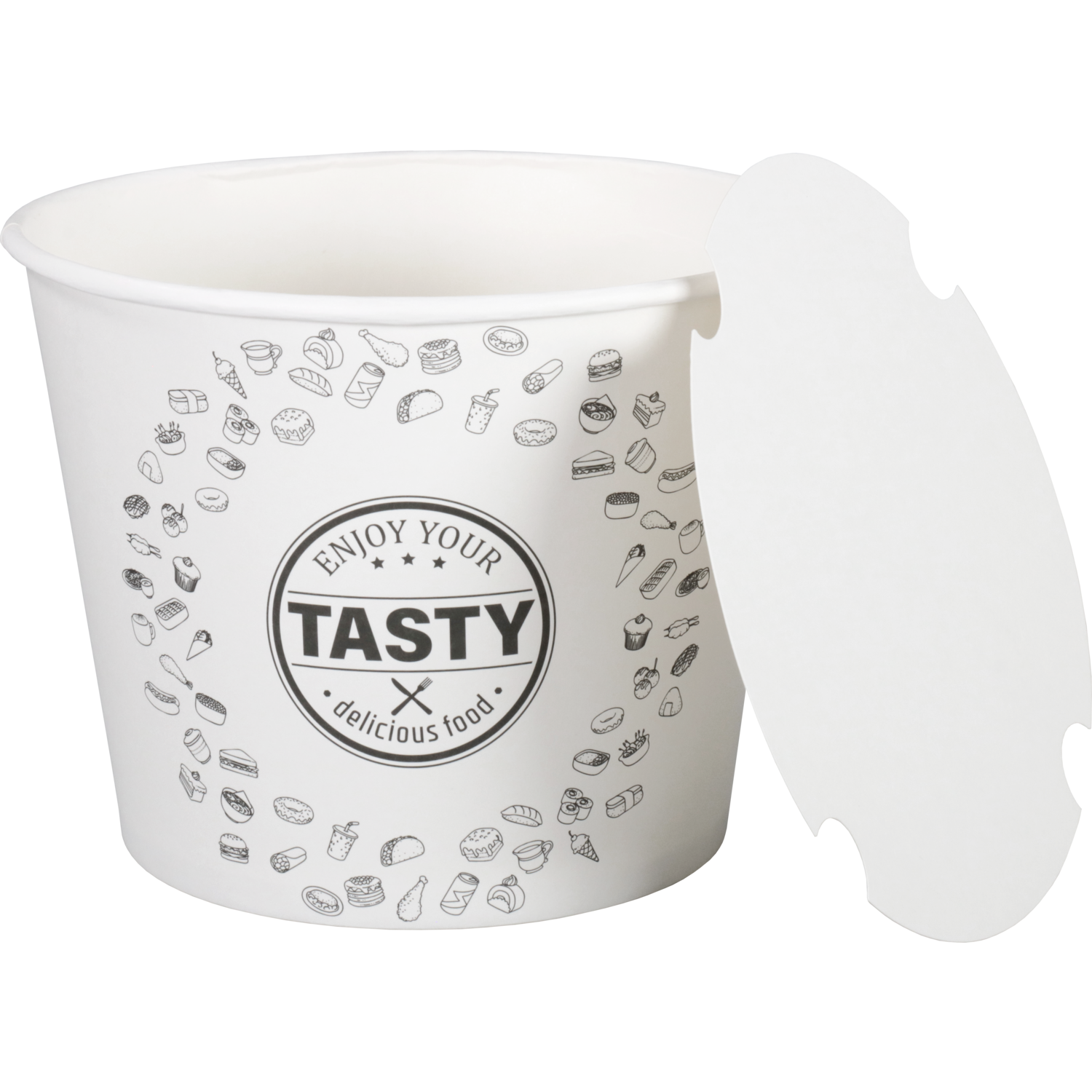 Depa Bak, Karton + PE, 3800ml, TASTY, incl. deksel, foodbucket, 168mm, wit