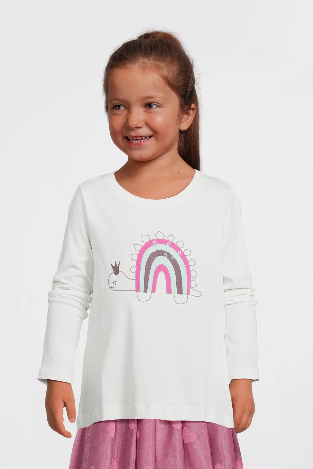 NAME IT longsleeve NMFVIOLET met printopdruk ecru
