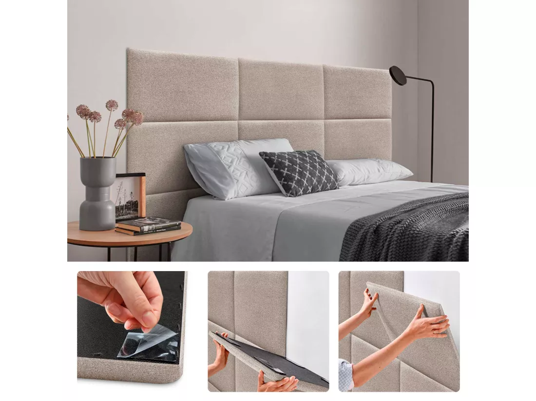 DHOME Lot de 1 Panneaux muraux en tissu auto-adhésifs Panneaux muraux absorbants acoustiques Protection contre les chocs (Sable, 60x50cm, x1)