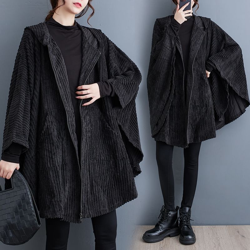 Taragon - Corduroy jas met capuchon en rits