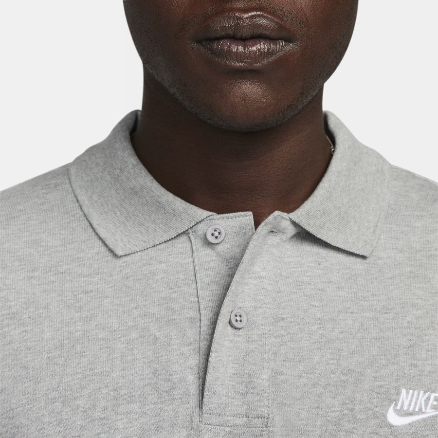 Nike Club Men's Long-Sleeve Knit Po DK GREY HEATHER/WHITE