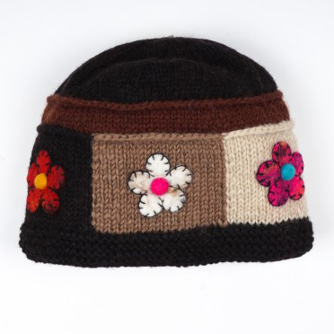 Strickmütze 'Blüten', braun, multicolor günstig bestellen