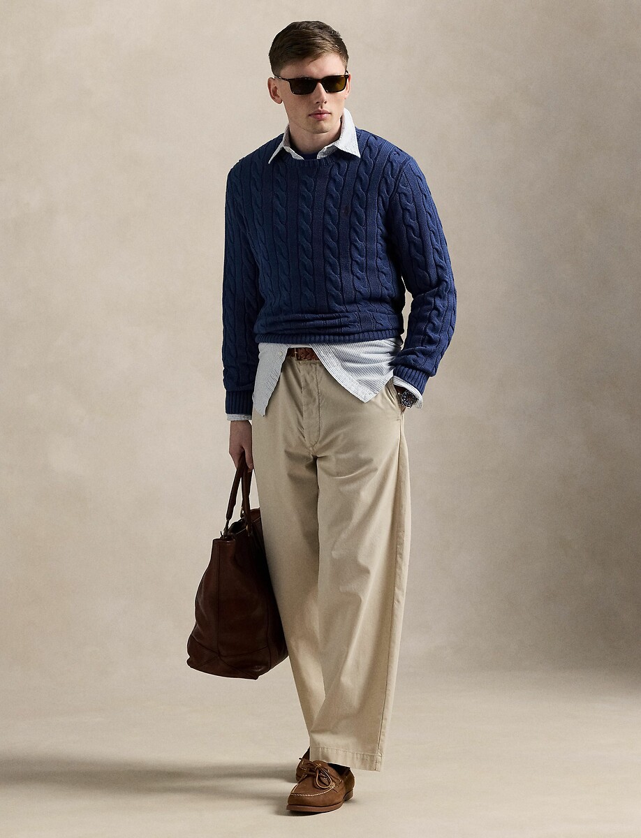 POLO RALPH LAUREN<br>Suéter de algodão trançado