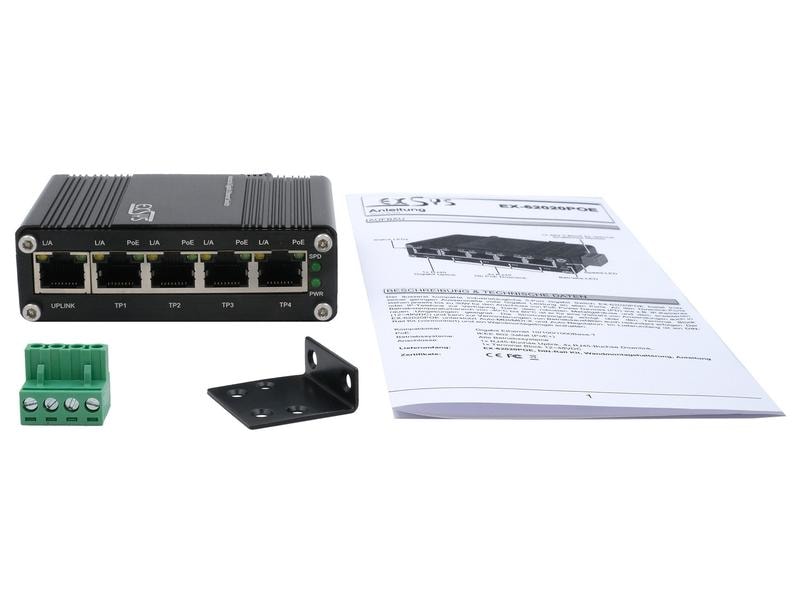 Exsys PoE Switch EX-62020POE 5 Port 5-Port Mini Gigabit Ethernet PoE  Switch