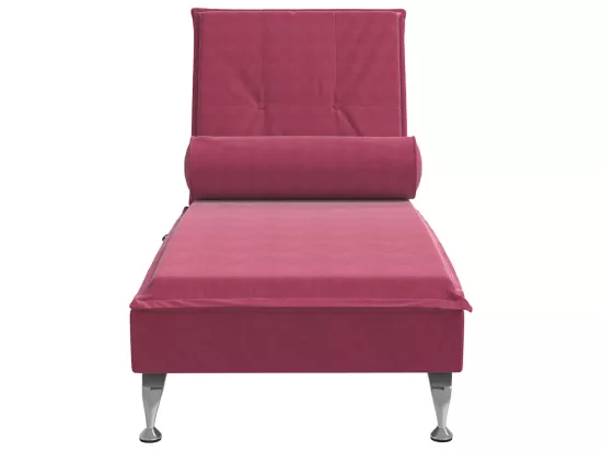 Chaise longue de massage avec traversin rouge bordeaux velours