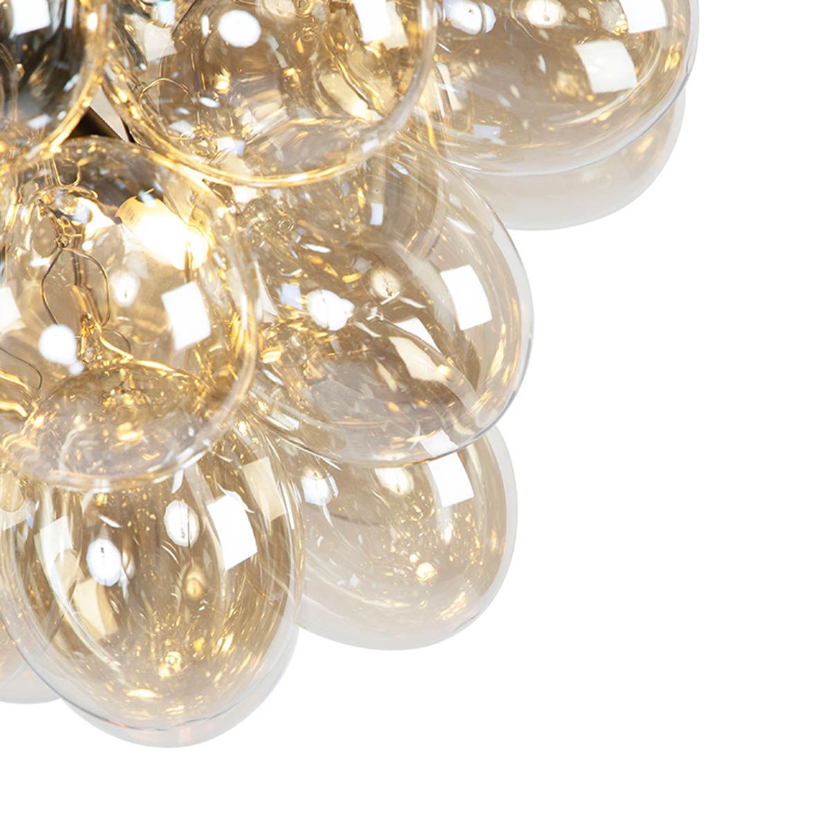 Smart hanglamp zwart met Amber glas incl. 8 Wifi g9 - Uvas