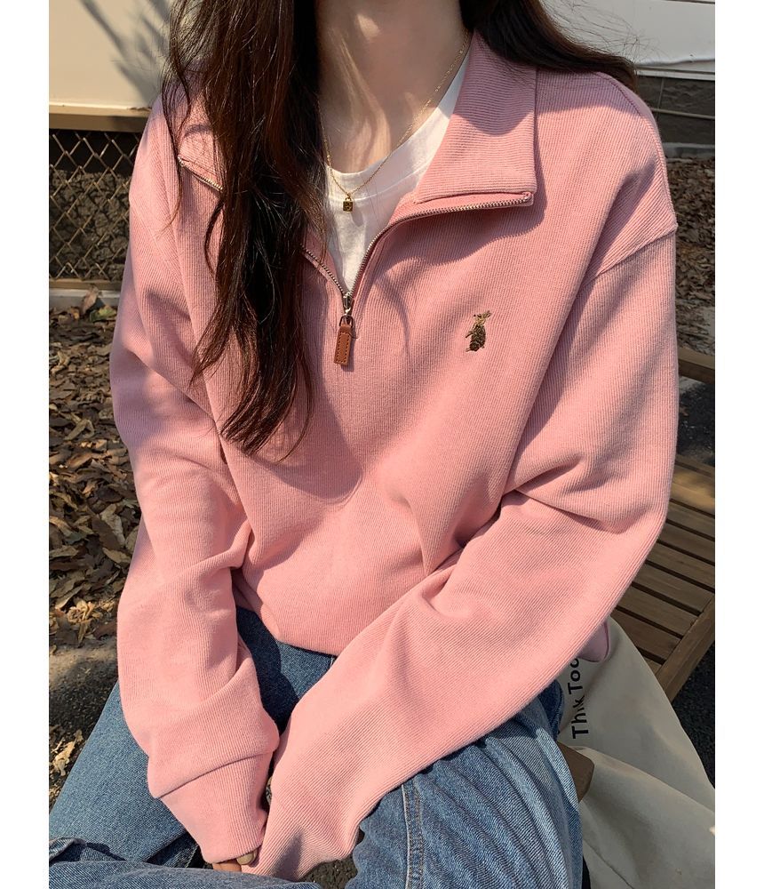 Moon City - Sweatshirt met geborduurde opstaande kraag