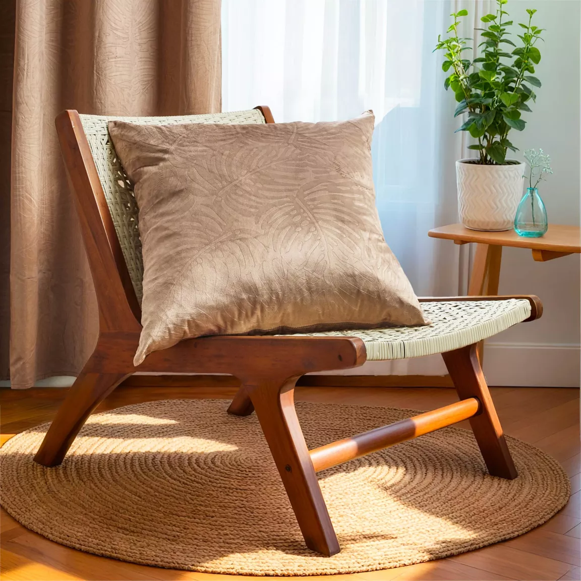 Coussin carré velours (60 x 60 cm) Fern Taupe