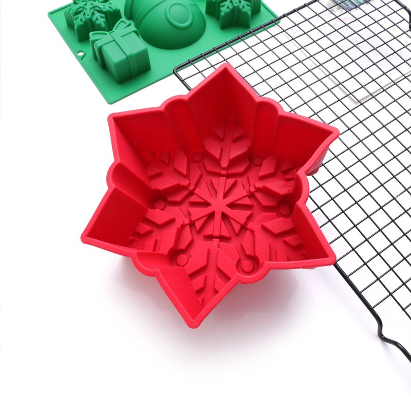 (17cm) Silikon 3D Eiskristall Weihnachts Backform Christmas Kuchen Form - Schneeflocke