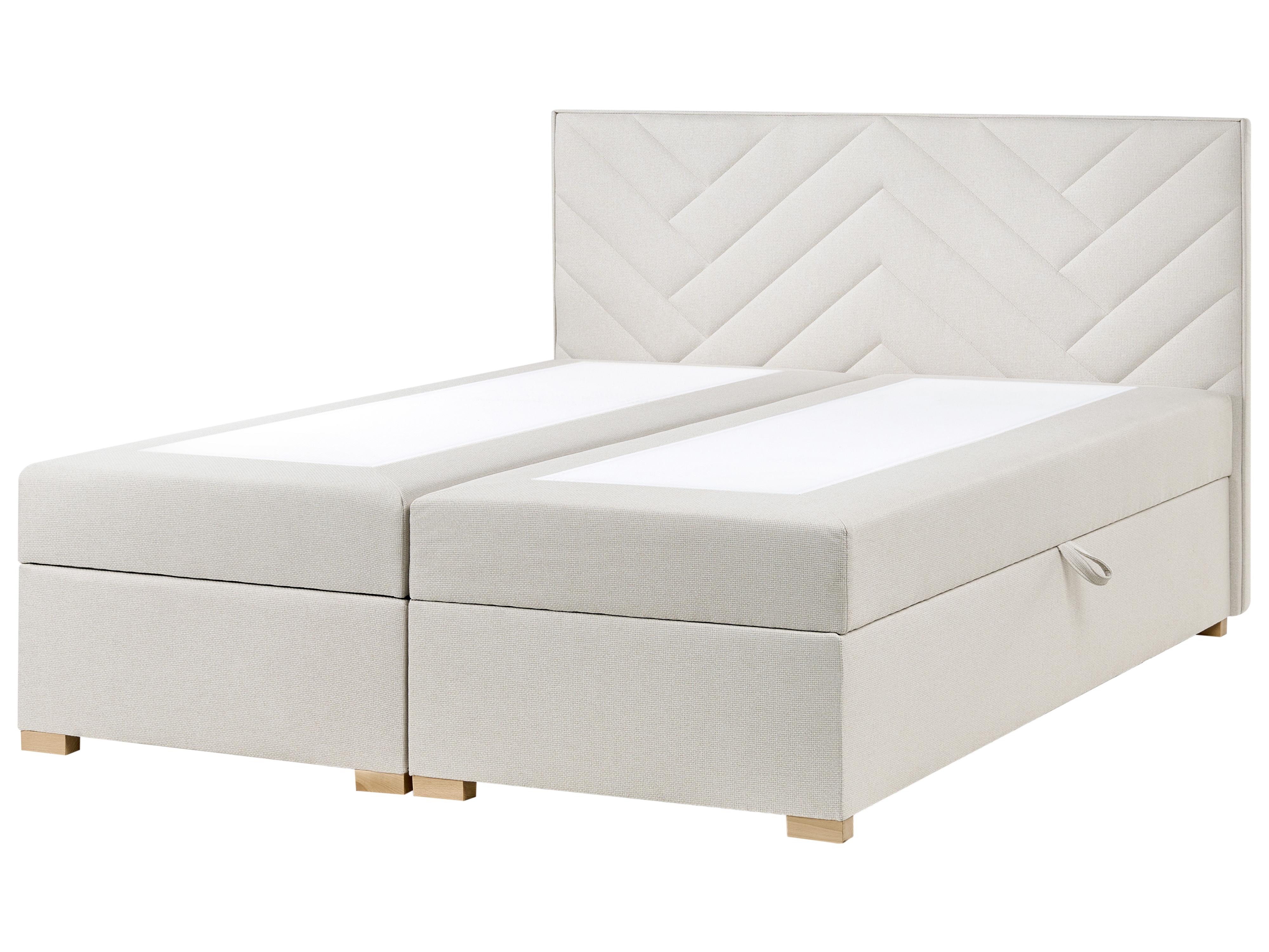 Boxspring met opbergruimte Stof ESQUIRE 180 x 200 cm Gebroken wit