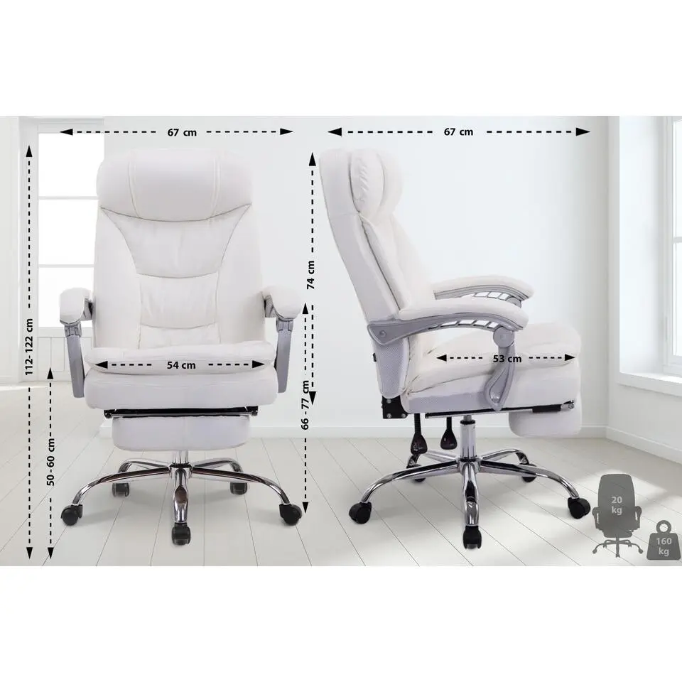 CLP Bureaustoel XL Troy chroom Frame - Kunstleer - wit