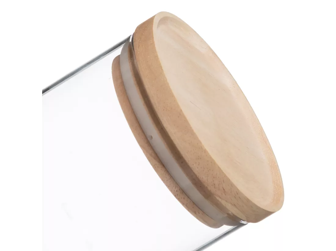 WELL HOME - Pot en verre et bois, fermeture hermétique 600ML