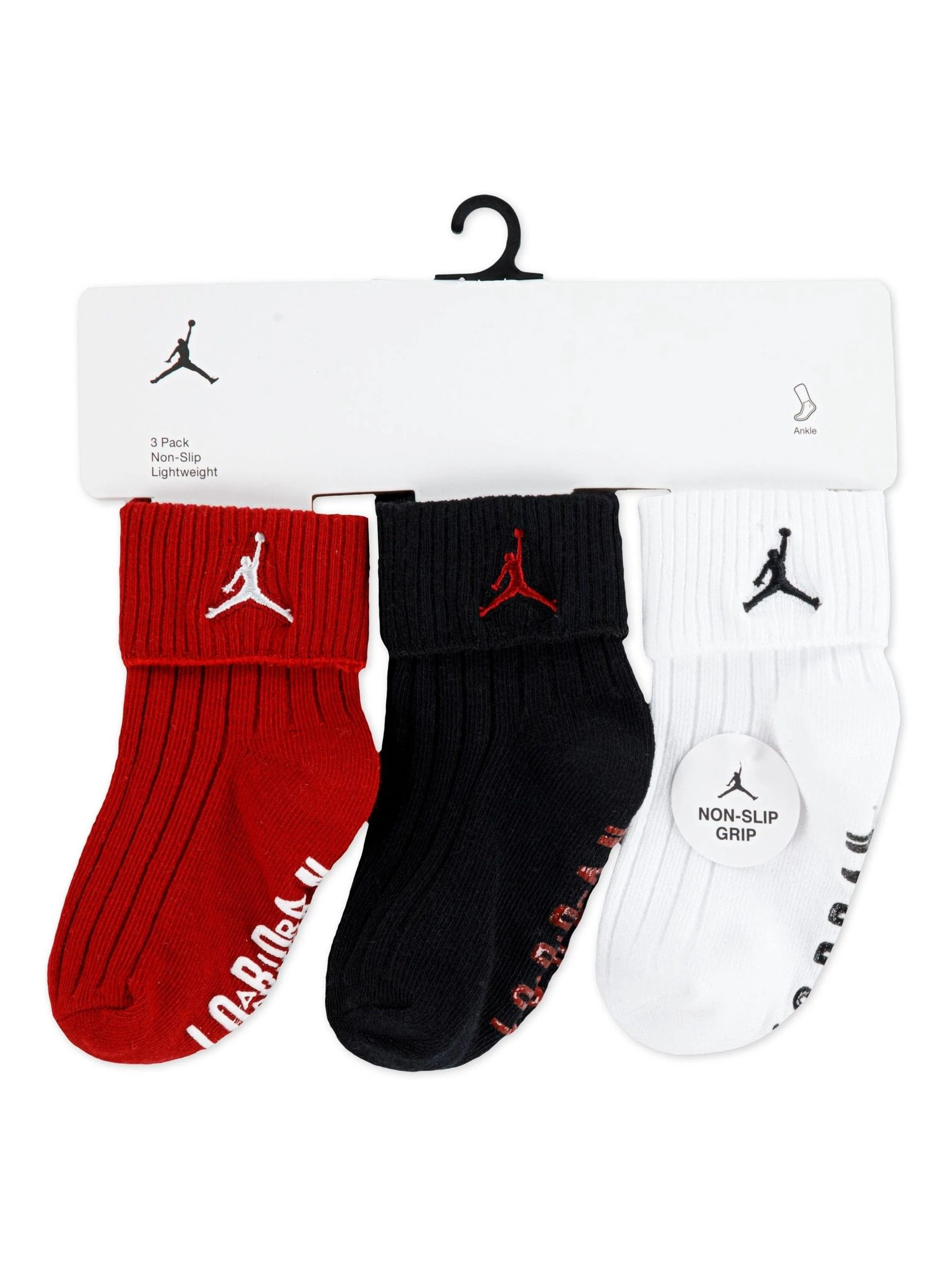 Rood - Jordan Essentials Ribbed Gripper Sokken 3 Verpakking